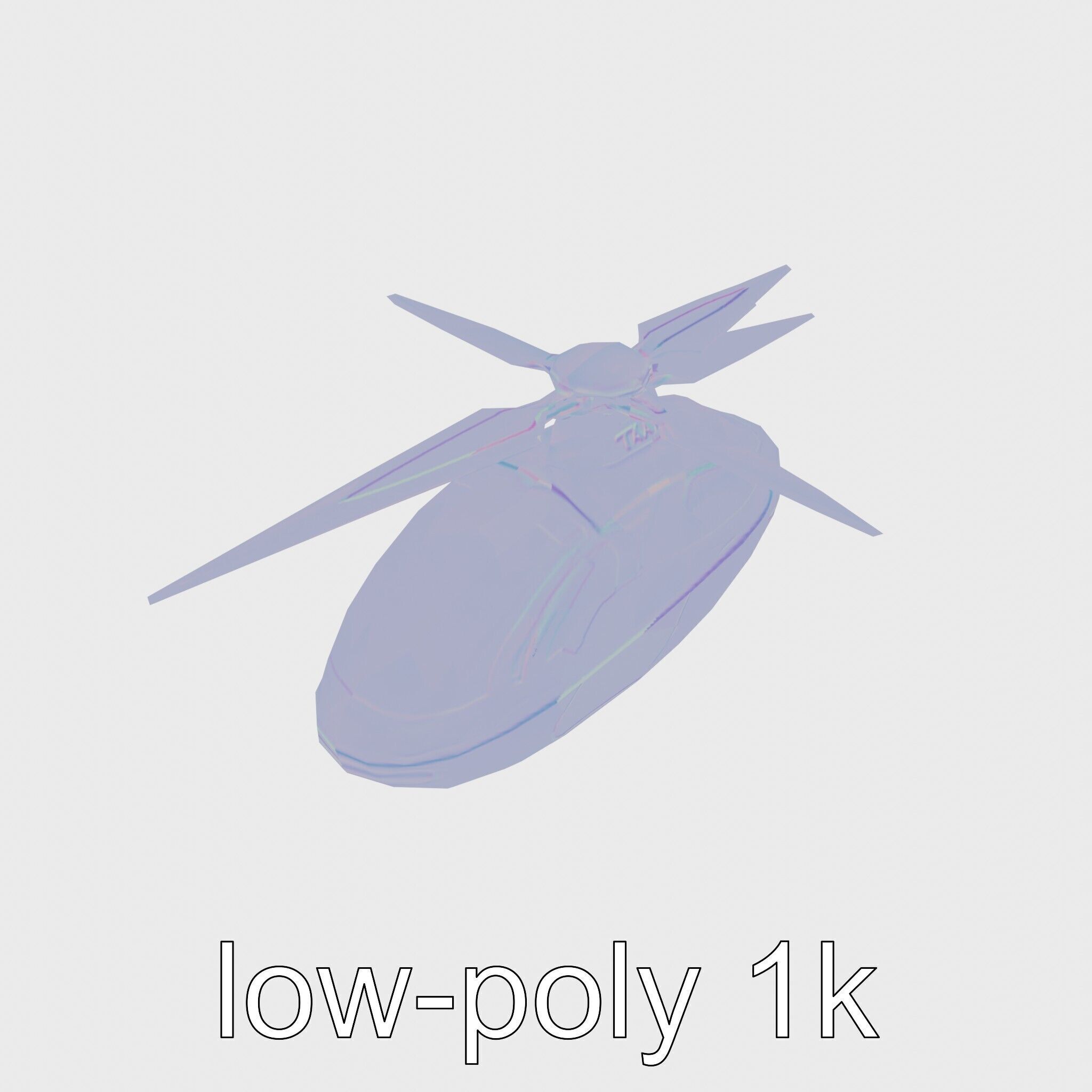 Futuristic Flying Taxi Helicopter Design Low-poly 3D model_16
