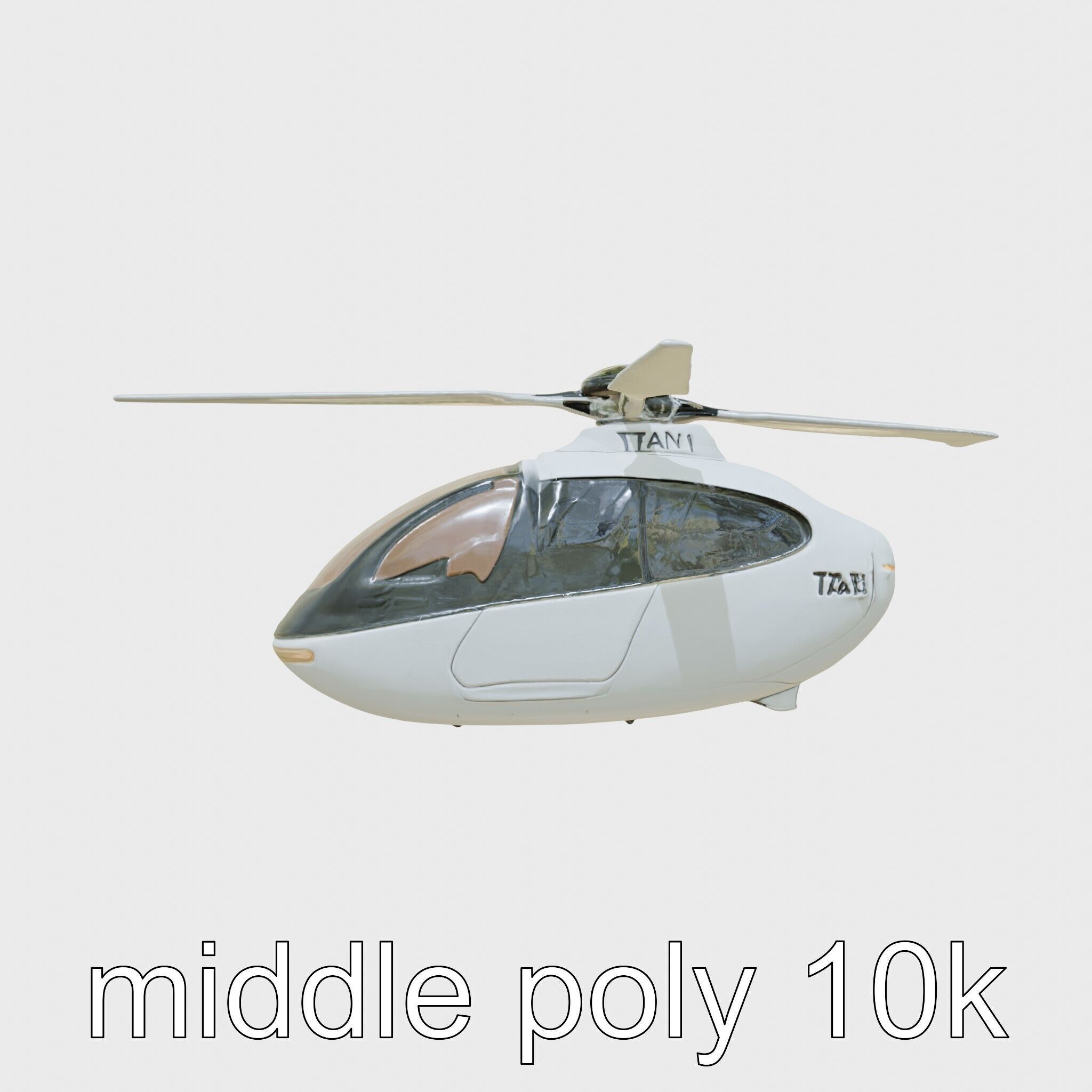 Futuristic Flying Taxi Helicopter Design Low-poly 3D model_12