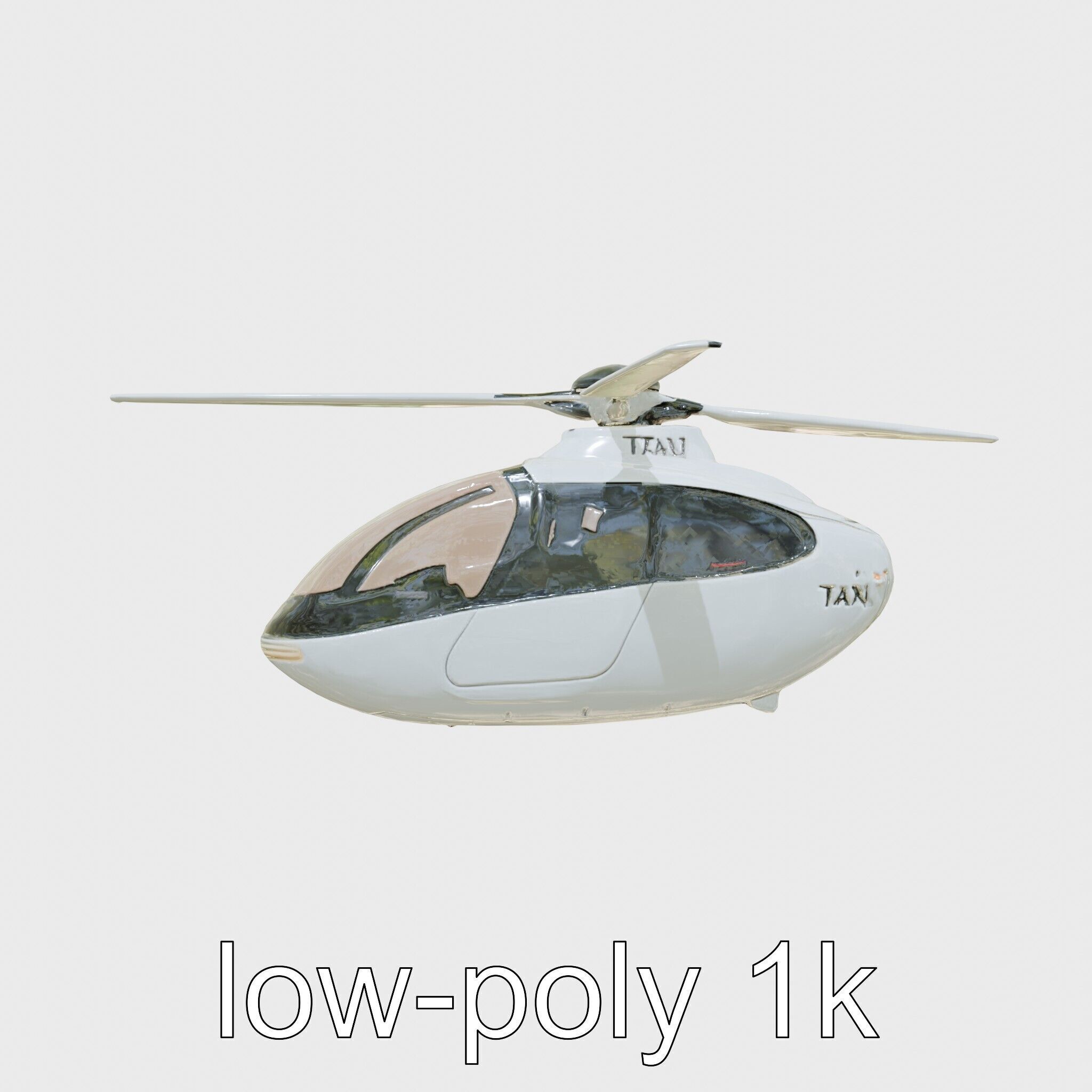 Futuristic Flying Taxi Helicopter Design Low-poly 3D model_19