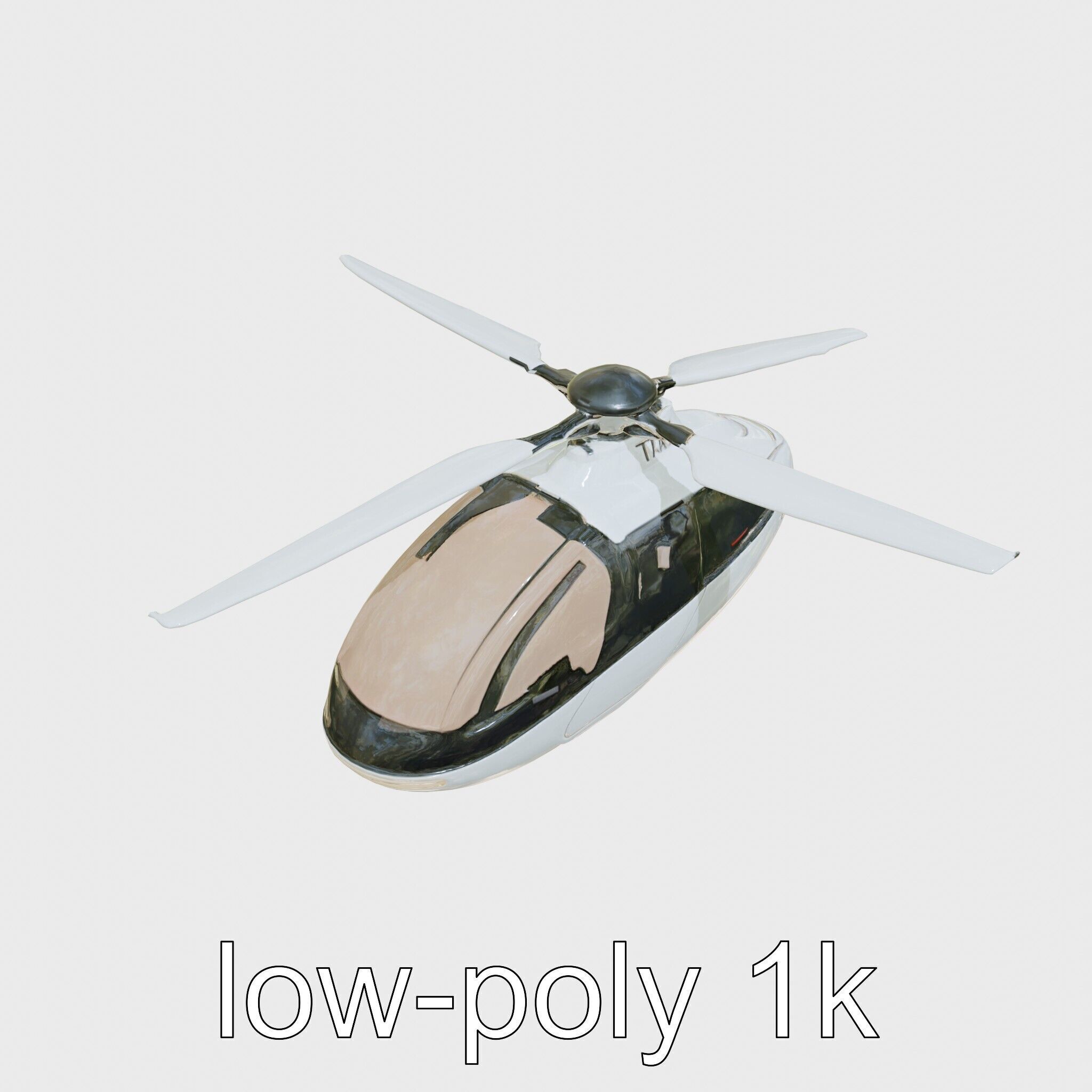 Futuristic Flying Taxi Helicopter Design Low-poly 3D model_9