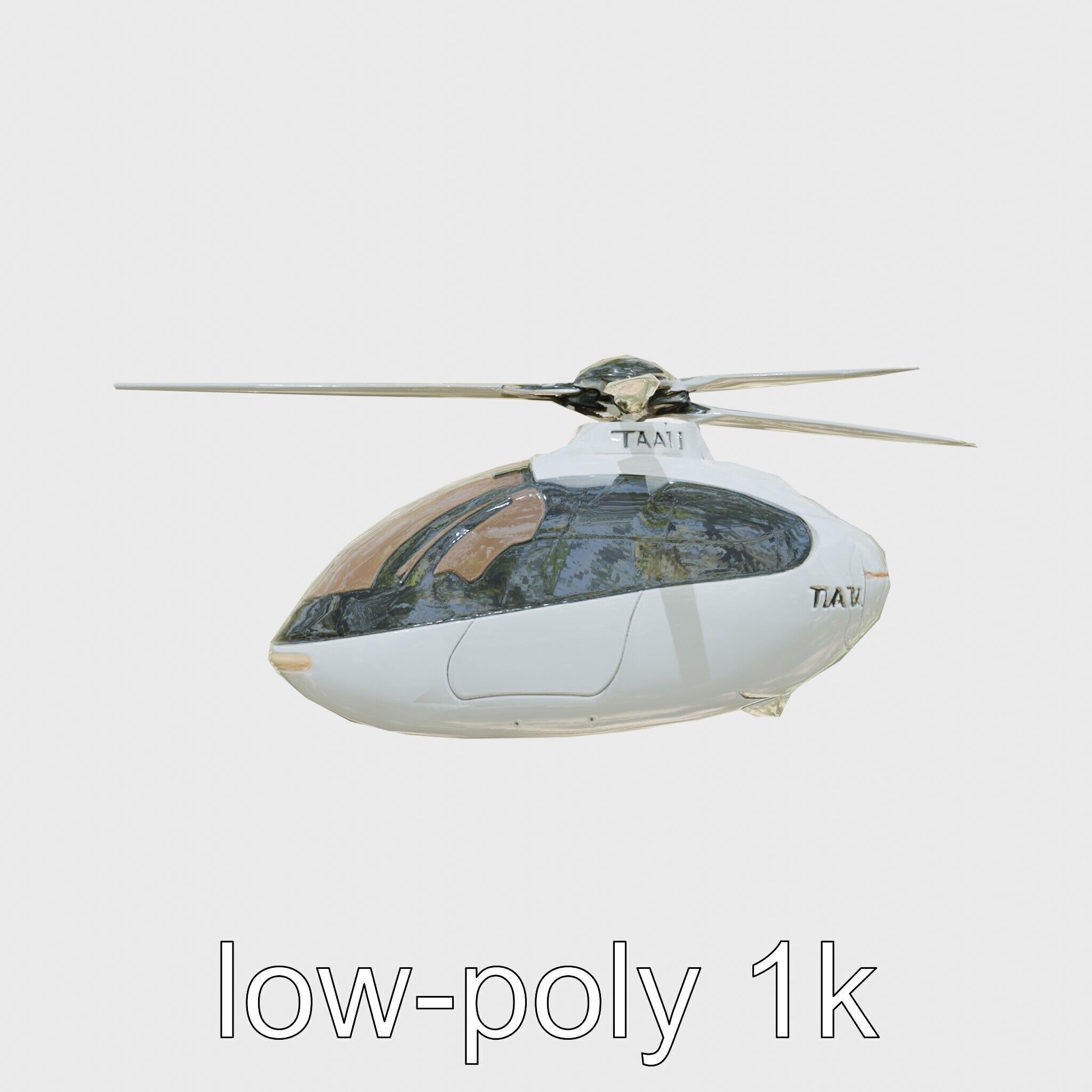 Futuristic Flying Taxi Helicopter Design Low-poly 3D model_14