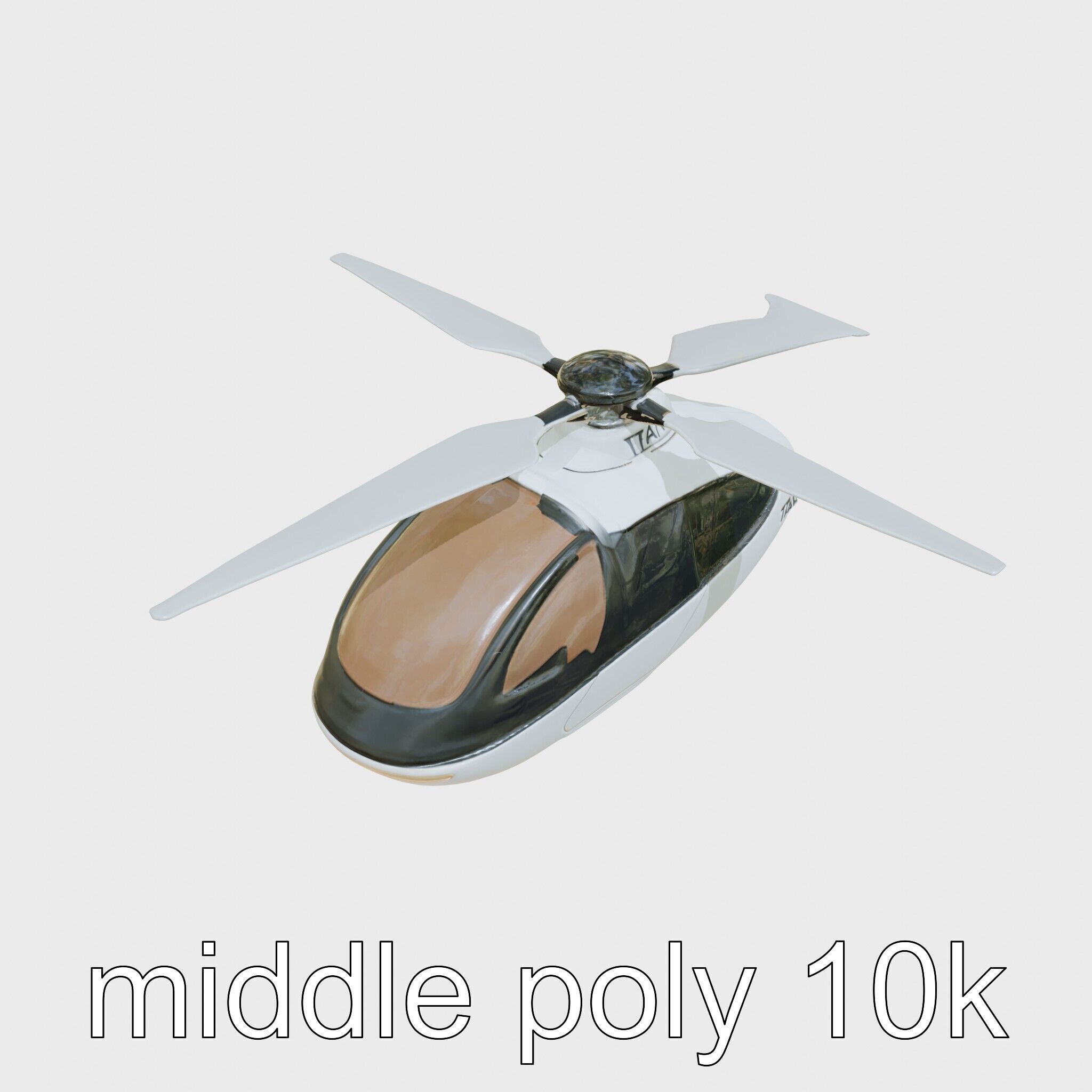 Futuristic Flying Taxi Helicopter Design Low-poly 3D model_8