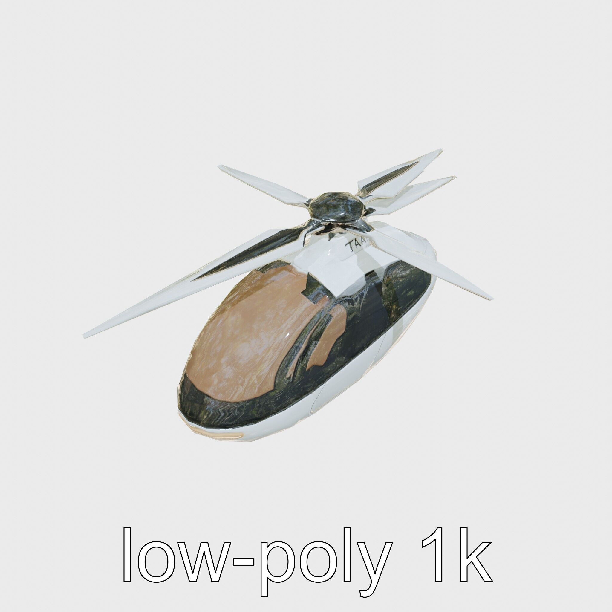 Futuristic Flying Taxi Helicopter Design Low-poly 3D model_10