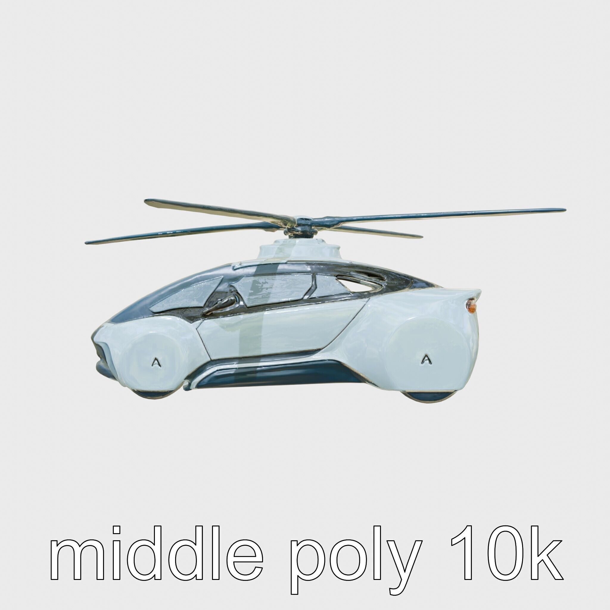 Futuristic Flying Taxi Vehicle Design Low-poly 3D model_27