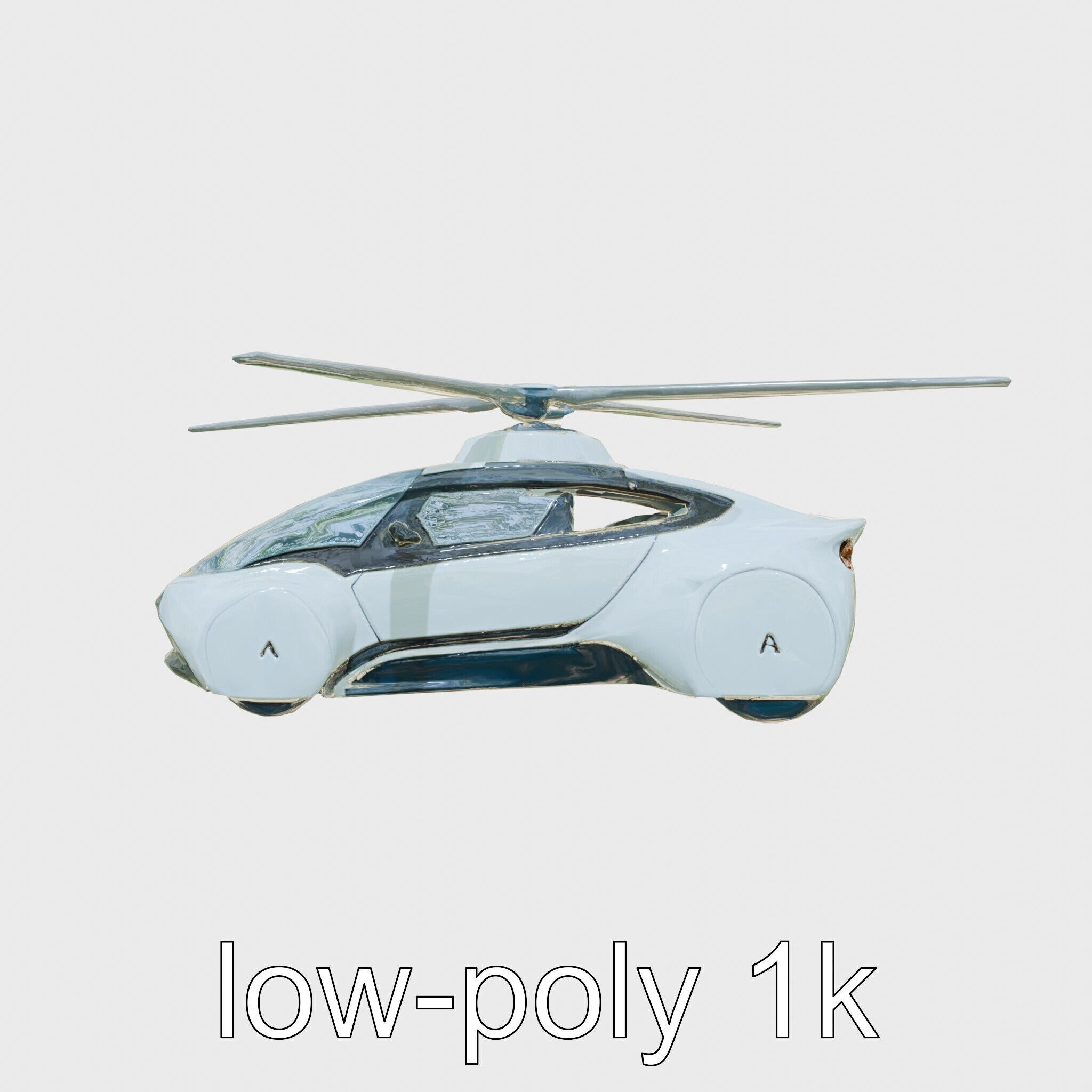 Futuristic Flying Taxi Vehicle Design Low-poly 3D model_21
