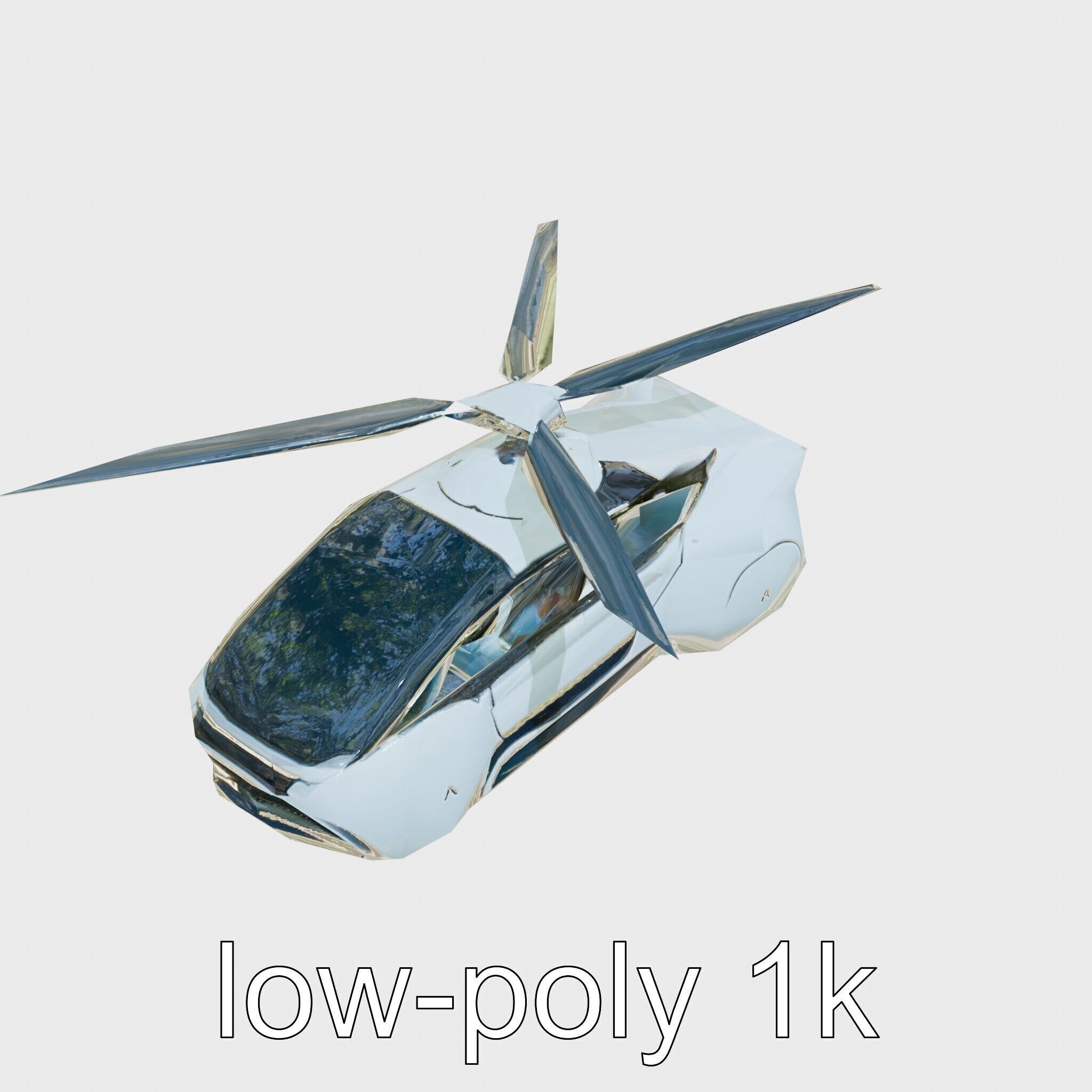 Futuristic Flying Taxi Vehicle Design Low-poly 3D model_10