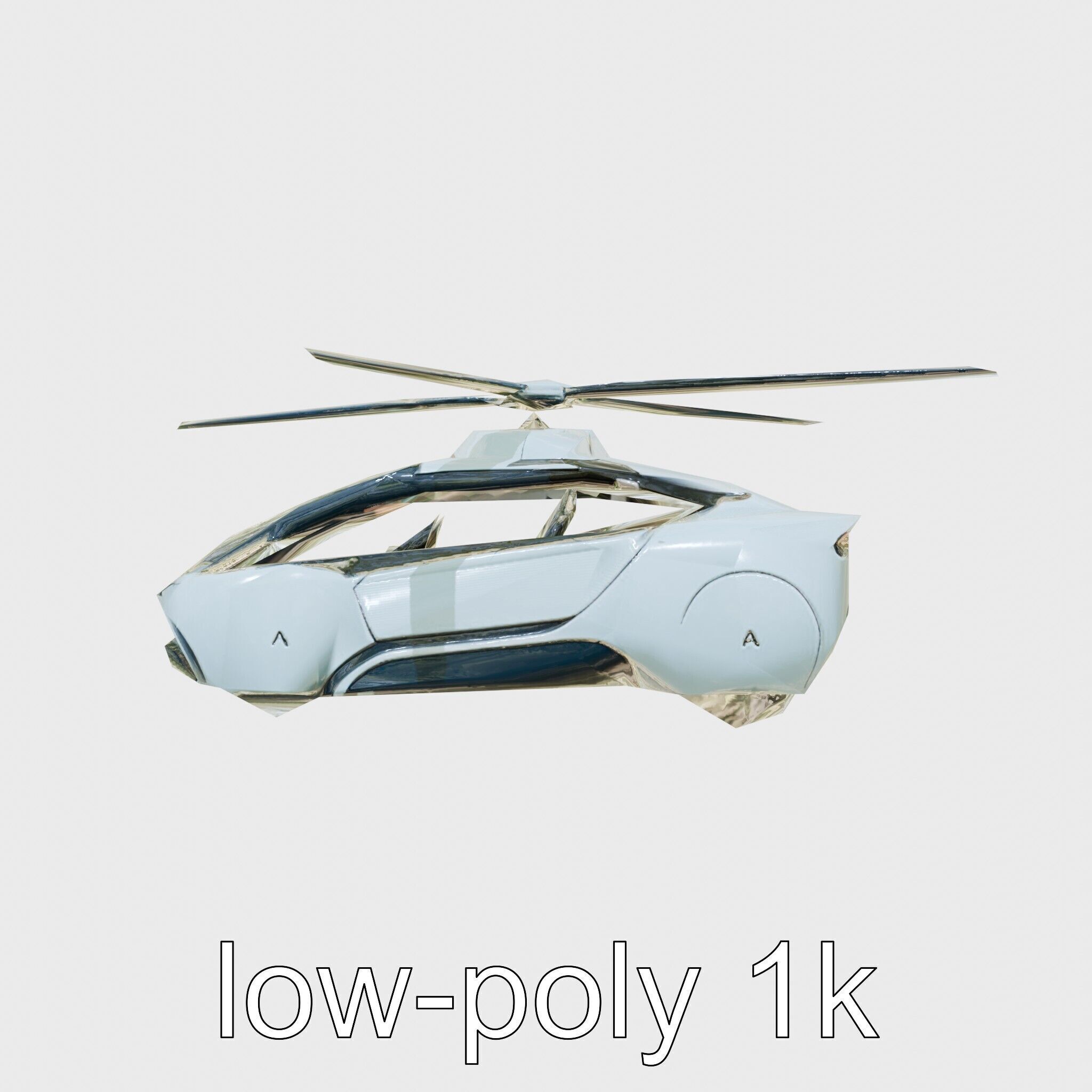 Futuristic Flying Taxi Vehicle Design Low-poly 3D model_11