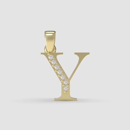 Alphabet Latin with gems Y 3D print model