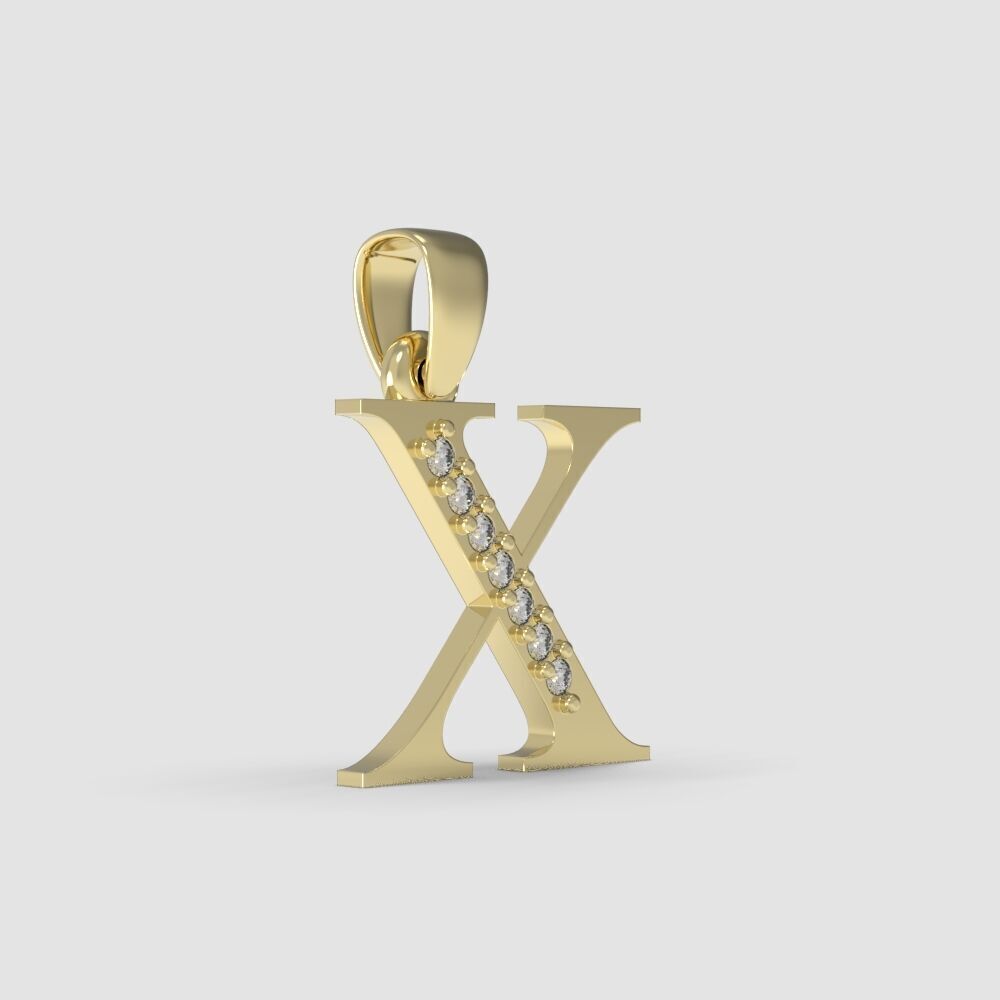 Alphabet Latin with gems X 3D print model_14