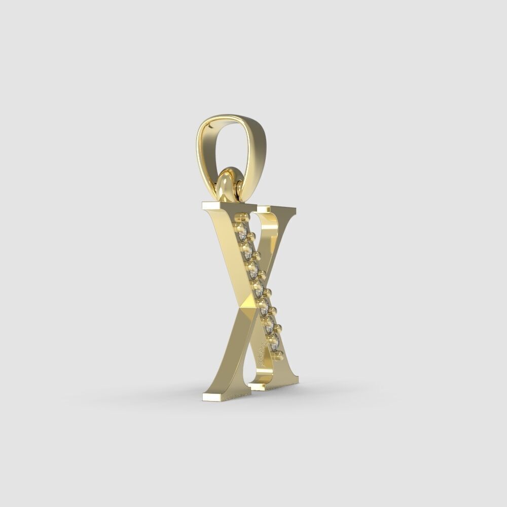 Alphabet Latin with gems X 3D print model_13
