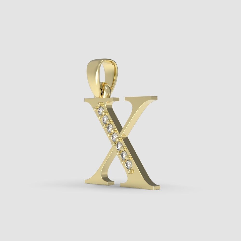 Alphabet Latin with gems X 3D print model_4