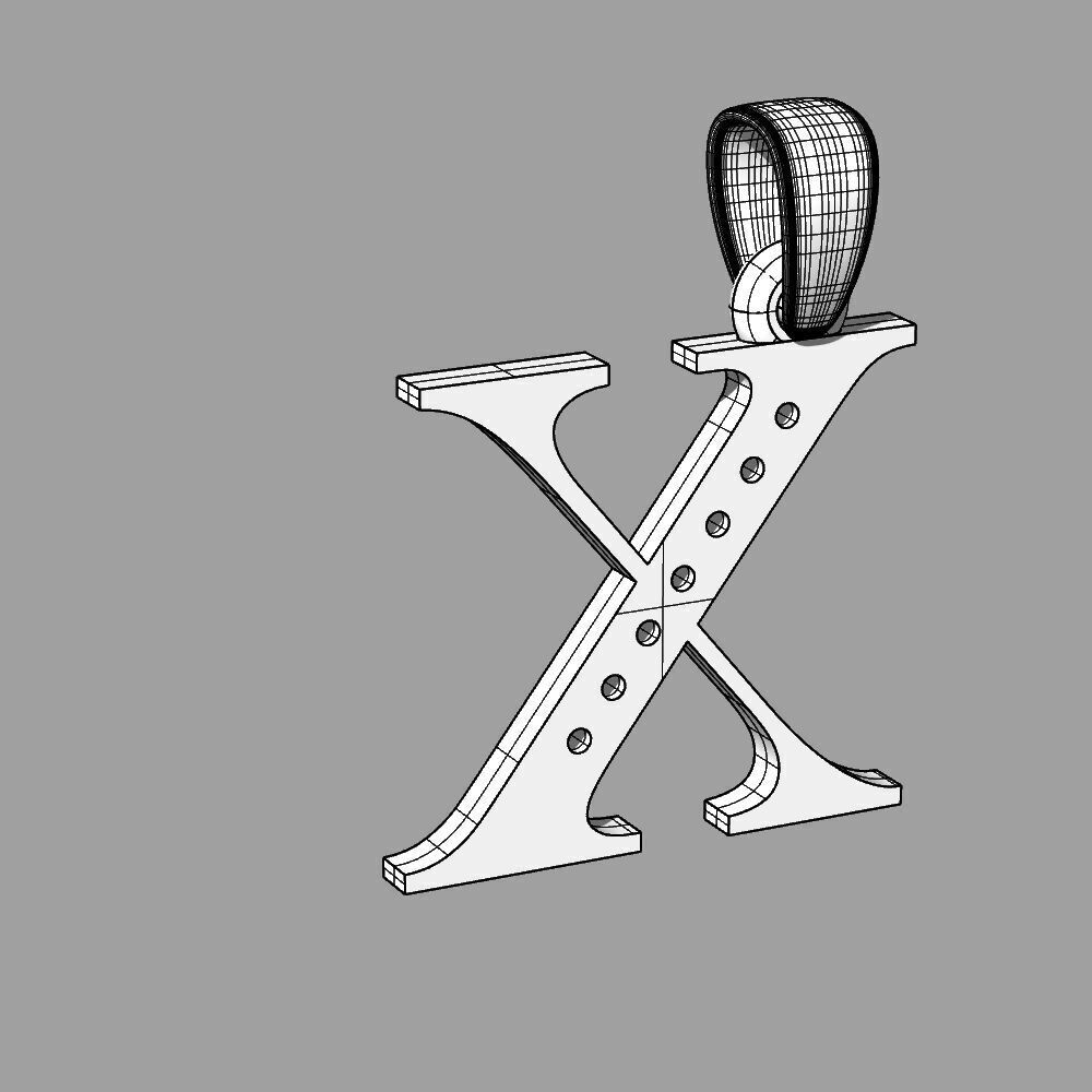 Alphabet Latin with gems X 3D print model_21