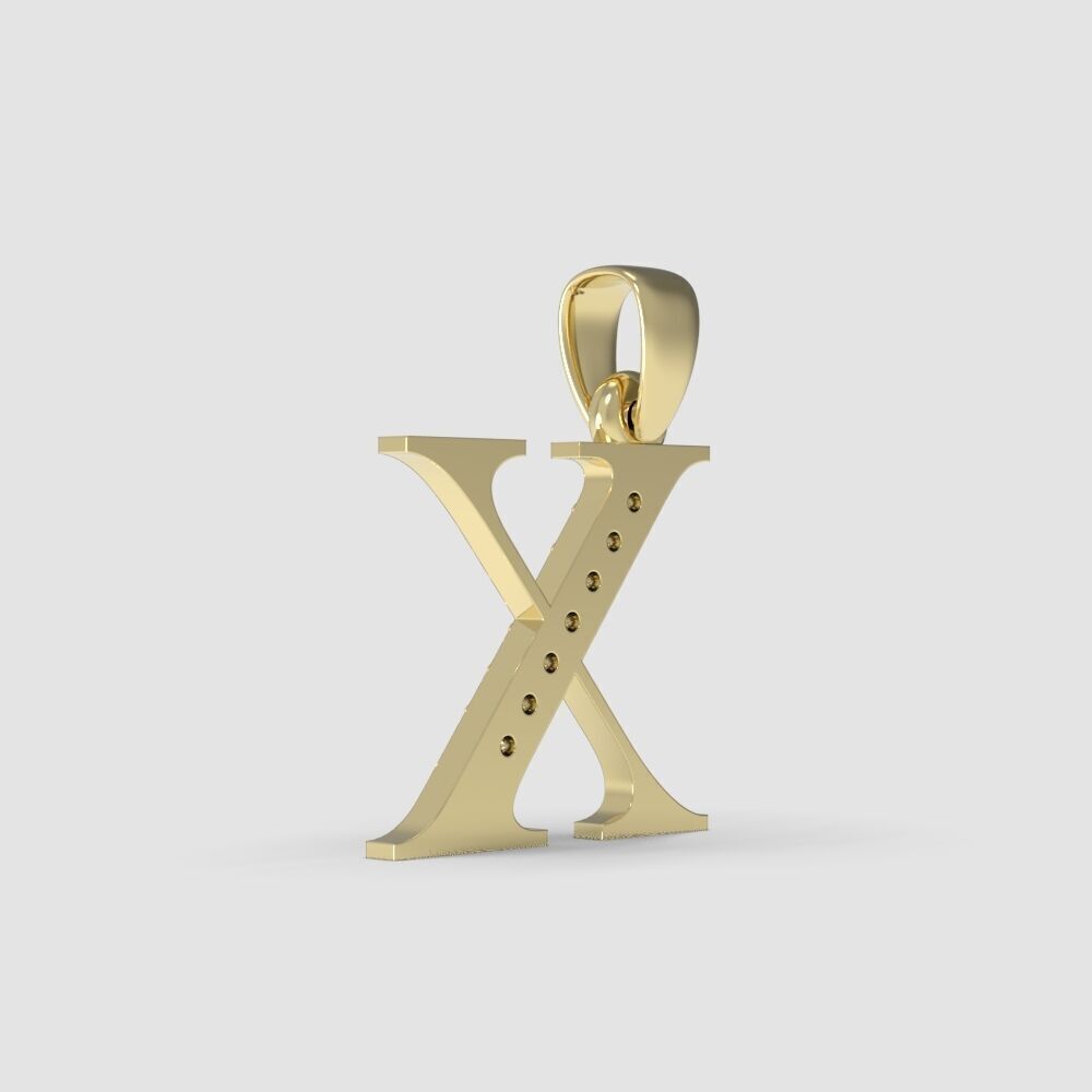 Alphabet Latin with gems X 3D print model_8