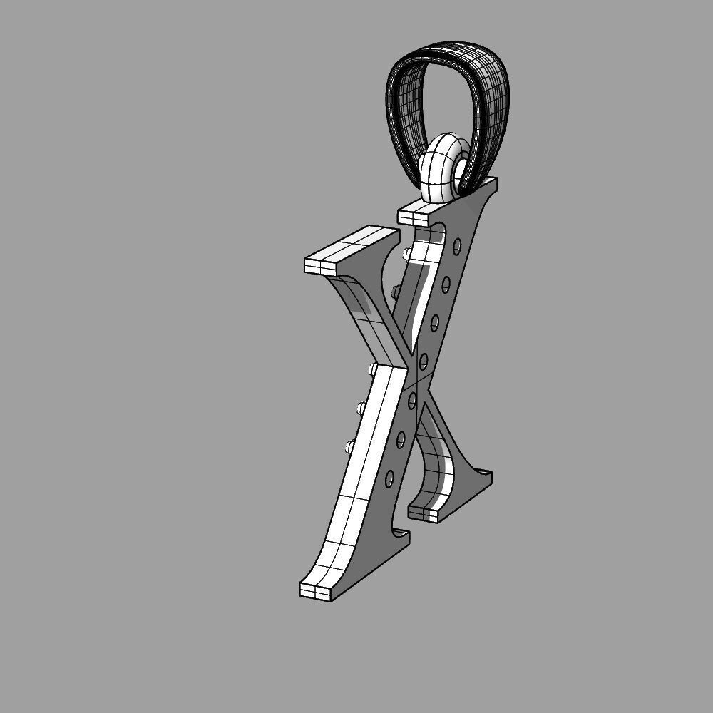 Alphabet Latin with gems X 3D print model_20