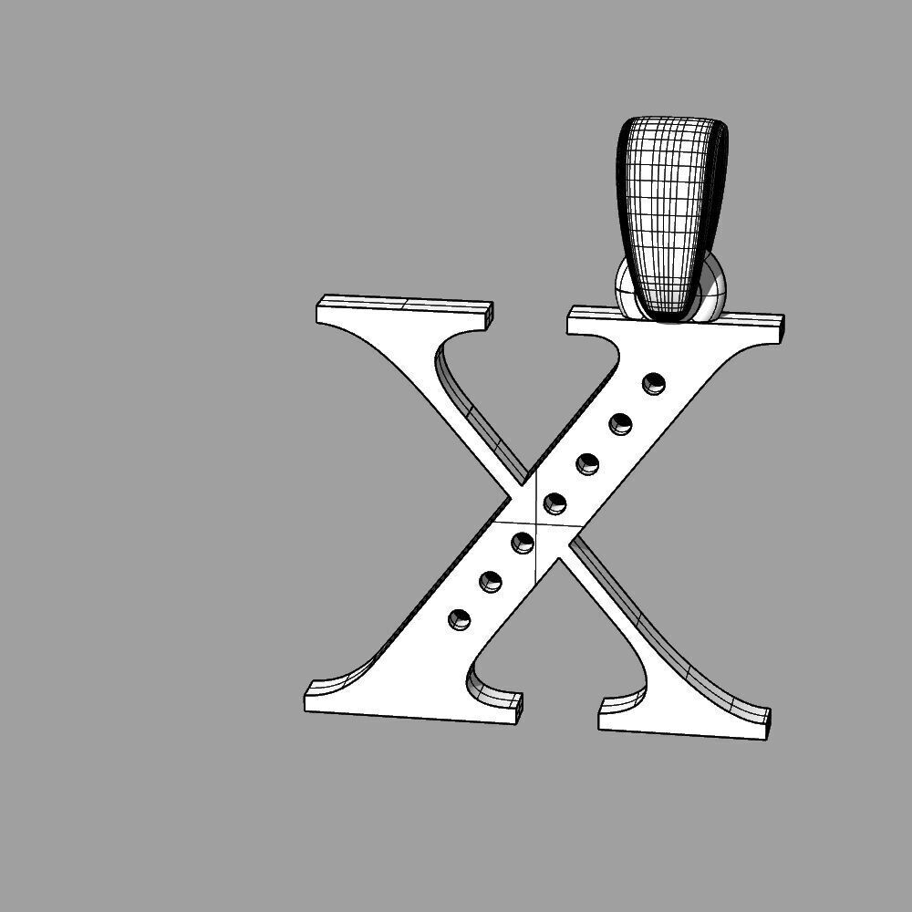 Alphabet Latin with gems X 3D print model_22