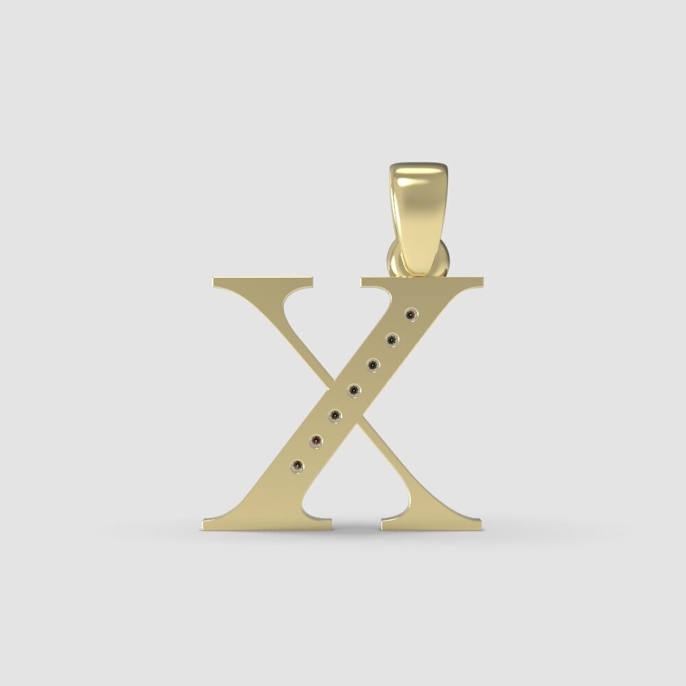 Alphabet Latin with gems X 3D print model_1