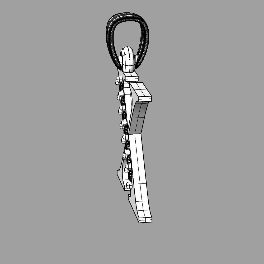 Alphabet Latin with gems X 3D print model_19