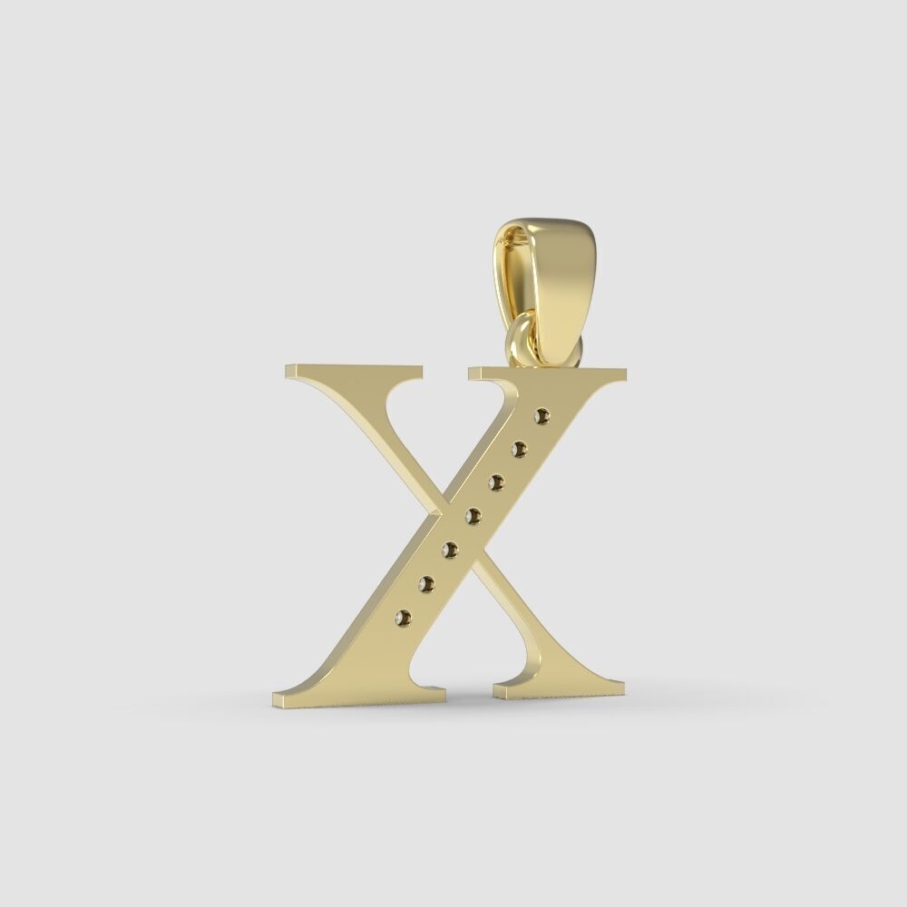 Alphabet Latin with gems X 3D print model_9
