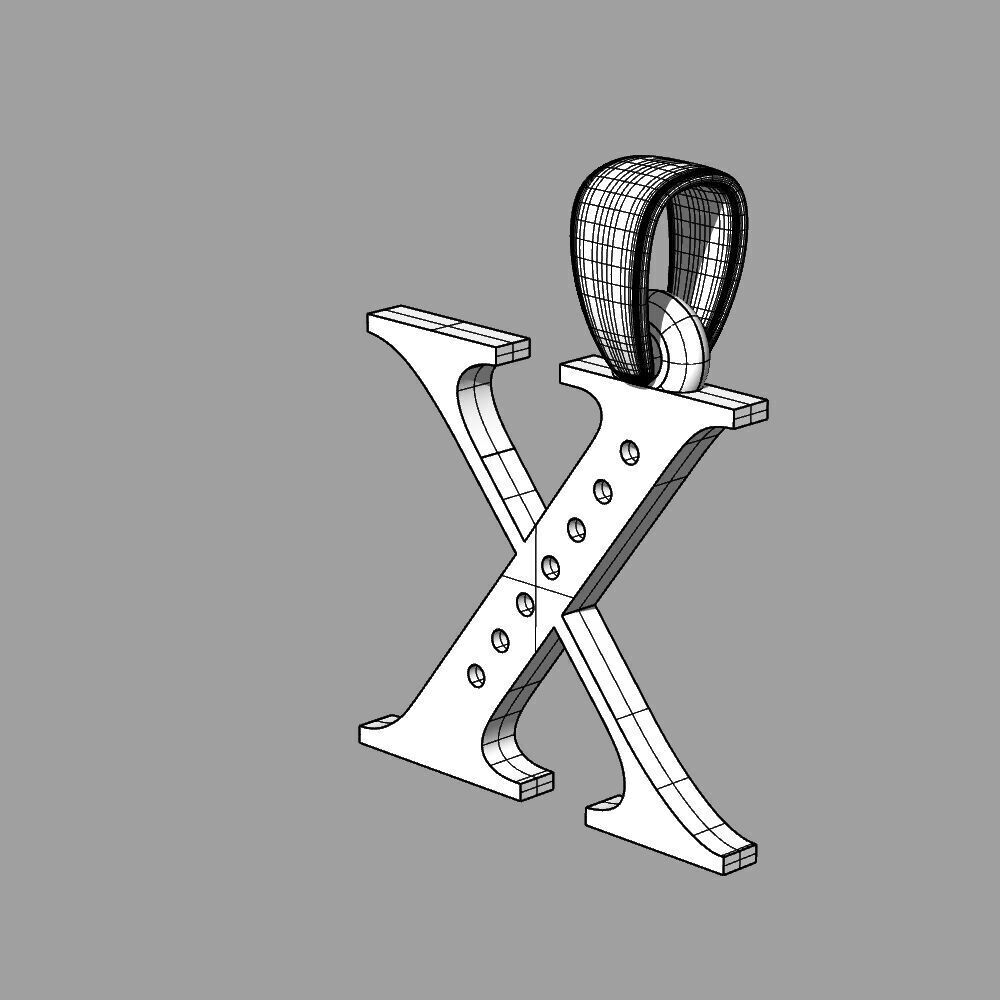 Alphabet Latin with gems X 3D print model_23