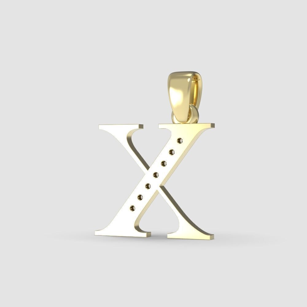 Alphabet Latin with gems X 3D print model_3