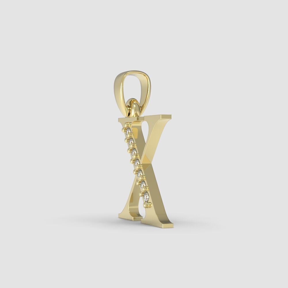 Alphabet Latin with gems X 3D print model_5
