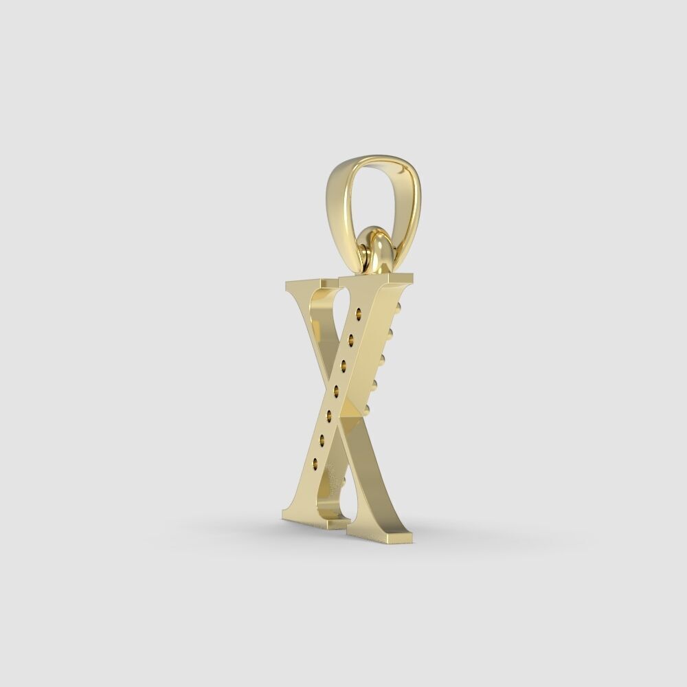 Alphabet Latin with gems X 3D print model_11