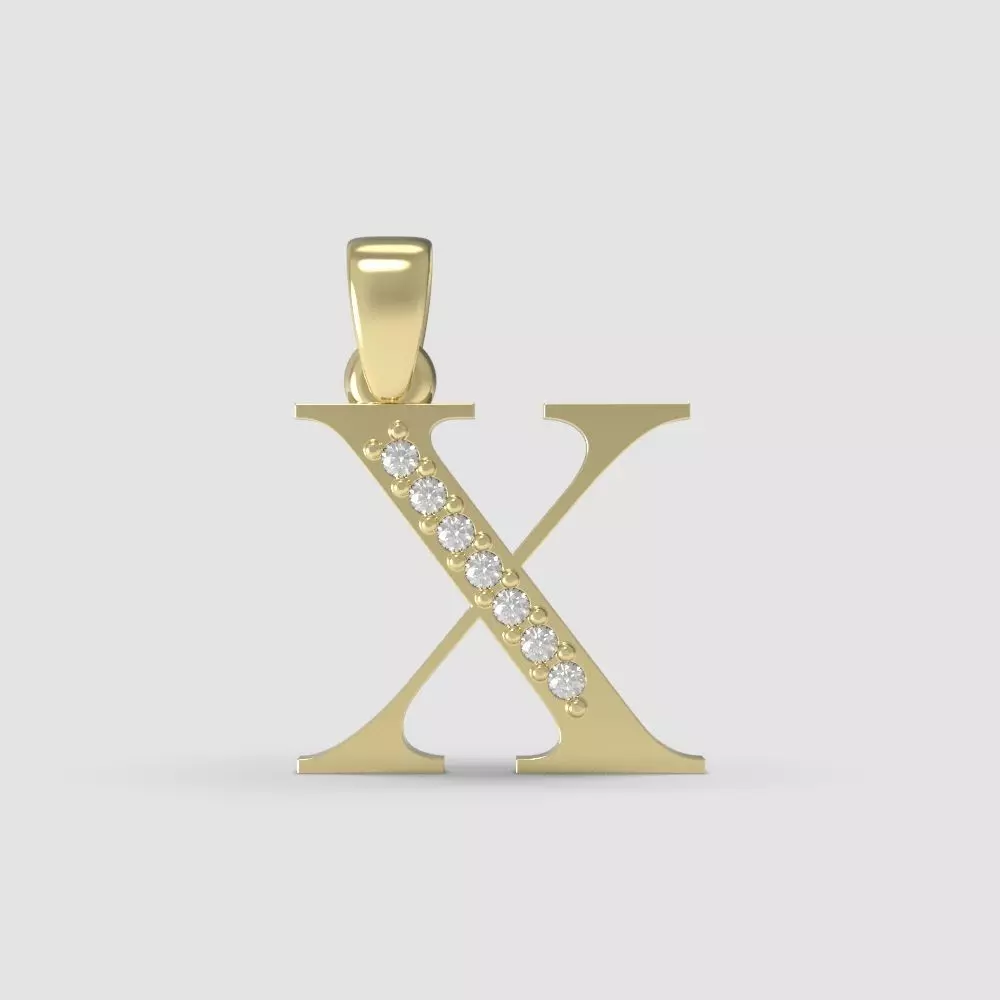 Alphabet Latin with gems X 3D print model_0