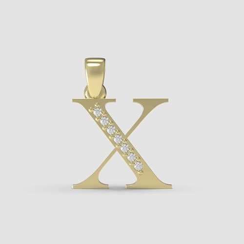 Alphabet Latin with gems X 3D print model