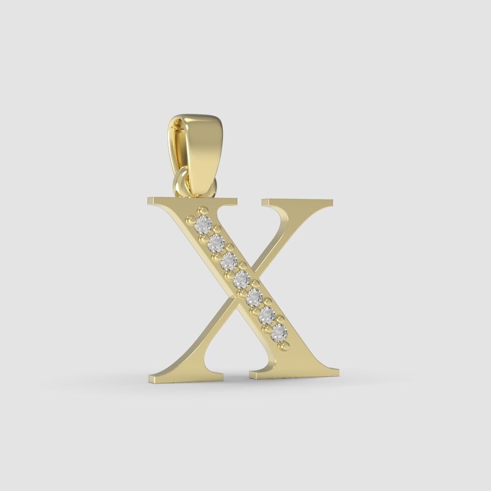 Alphabet Latin with gems X 3D print model_15