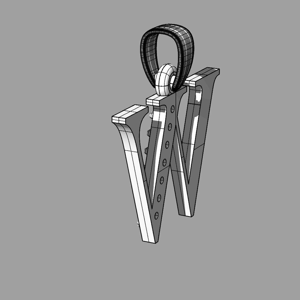 Alphabet Latin with gems W 3D print model_20