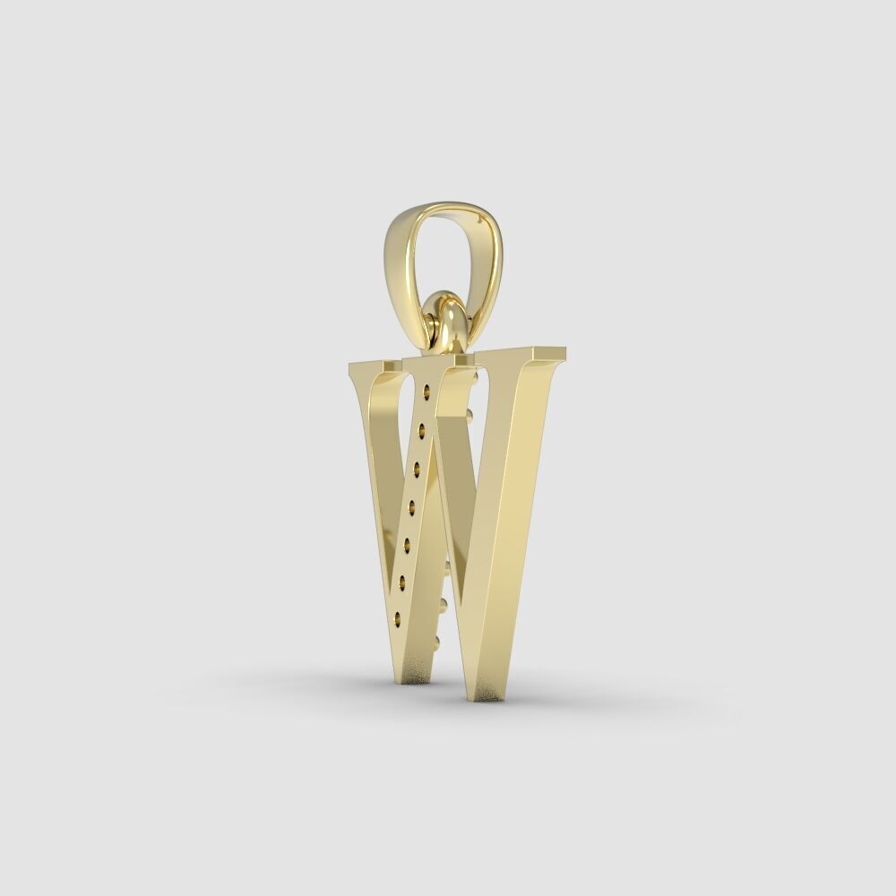 Alphabet Latin with gems W 3D print model_11