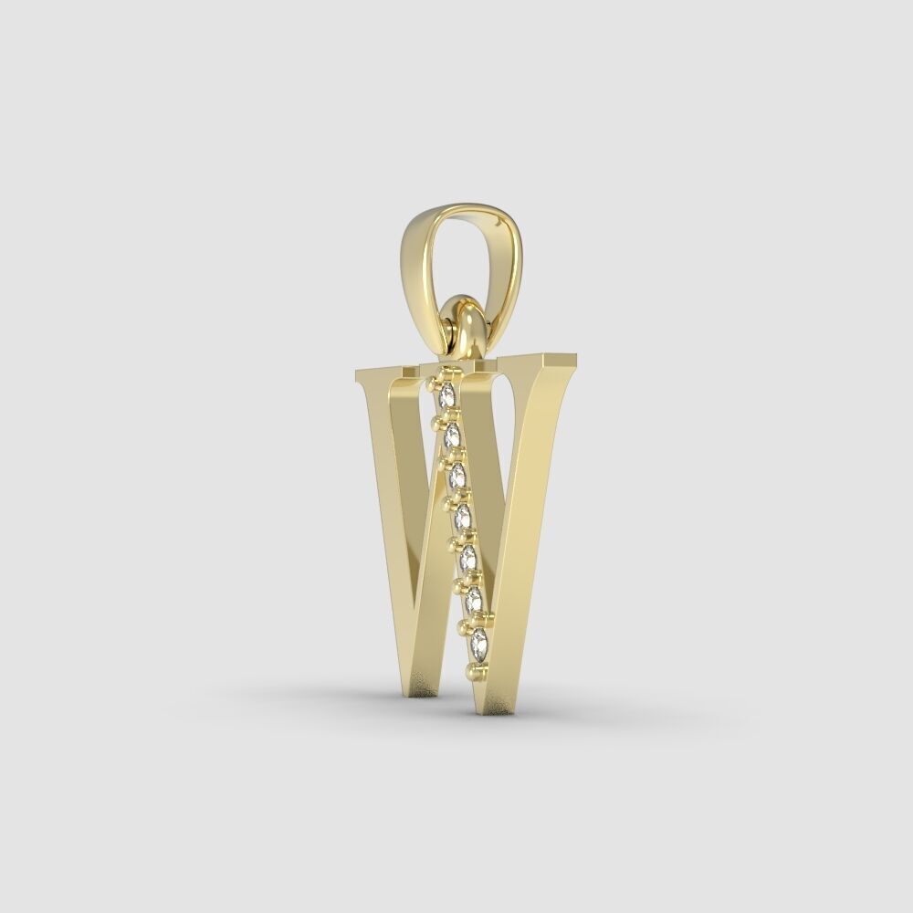 Alphabet Latin with gems W 3D print model_5