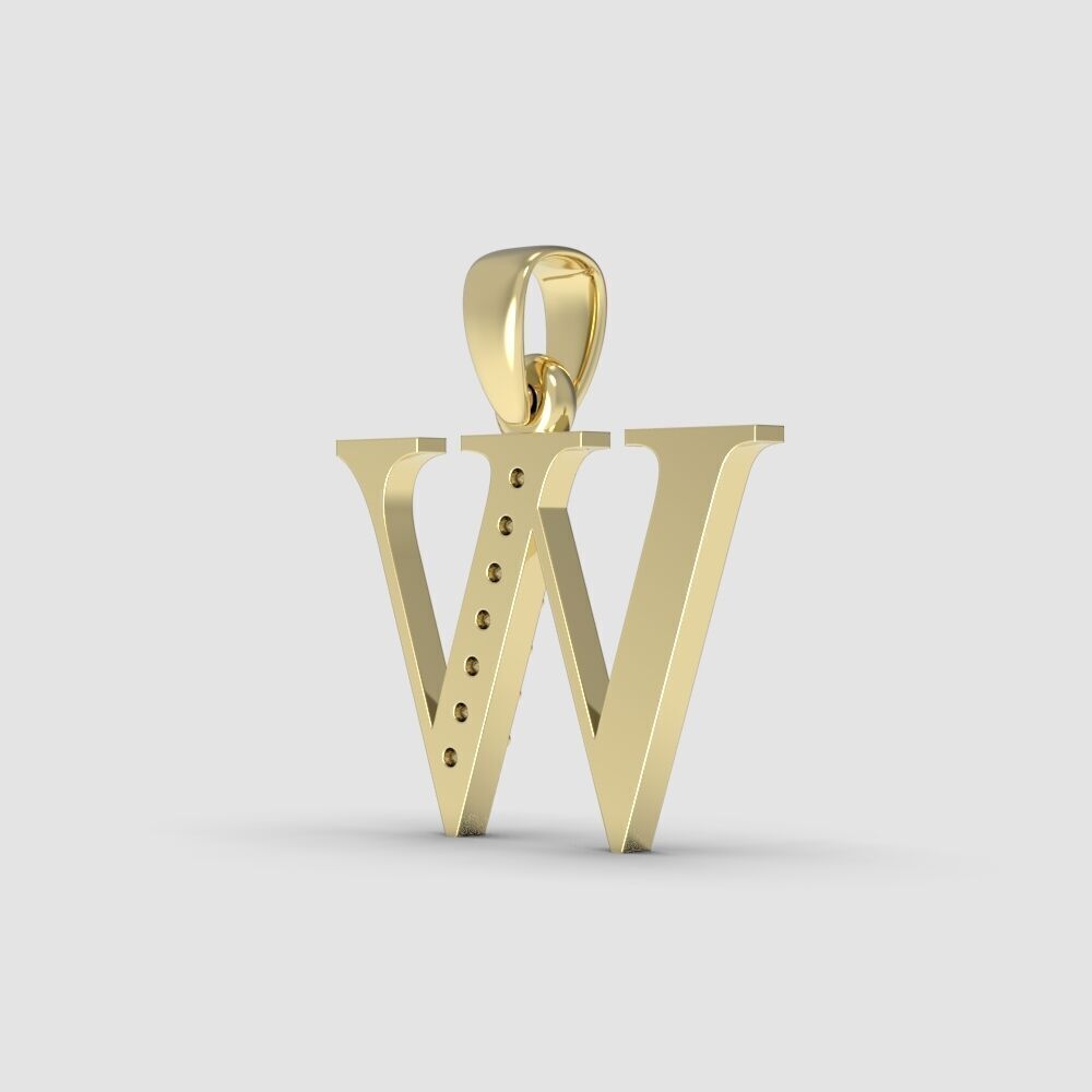 Alphabet Latin with gems W 3D print model_10