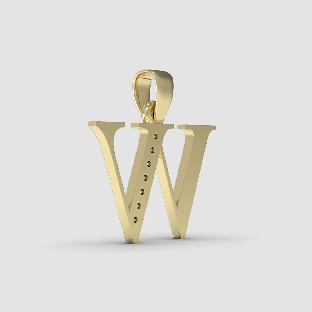 Alphabet Latin with gems W 3D print model_8