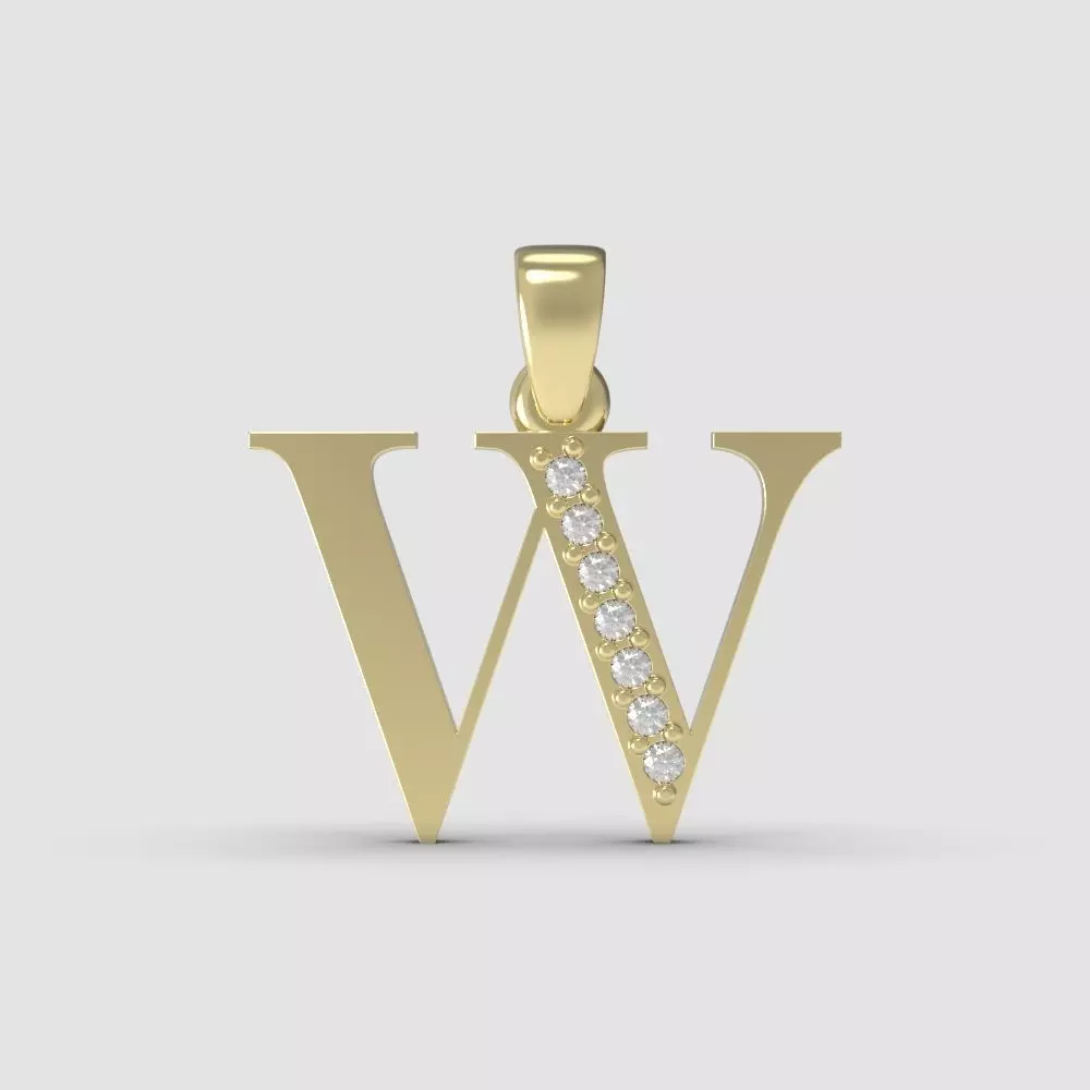 Alphabet Latin with gems W 3D print model_0