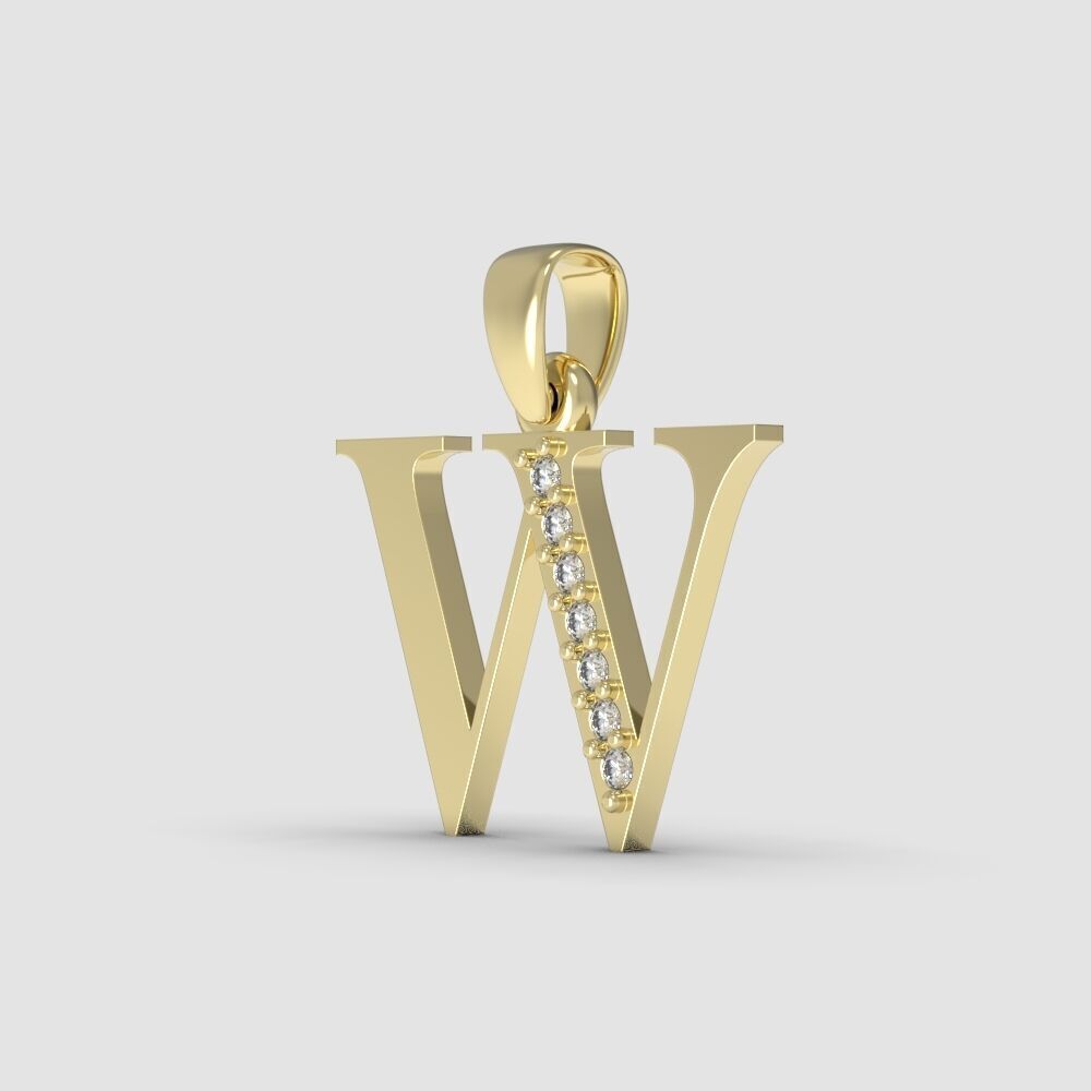 Alphabet Latin with gems W 3D print model_4