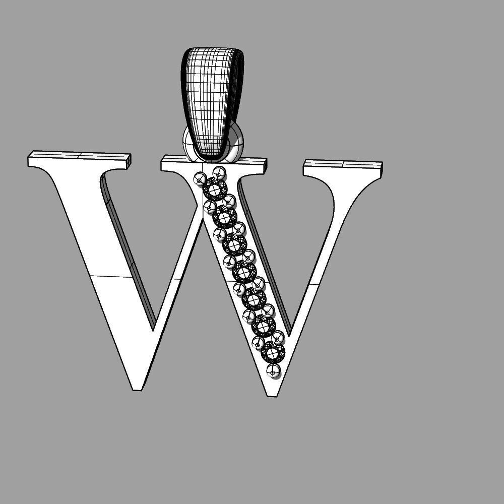 Alphabet Latin with gems W 3D print model_2