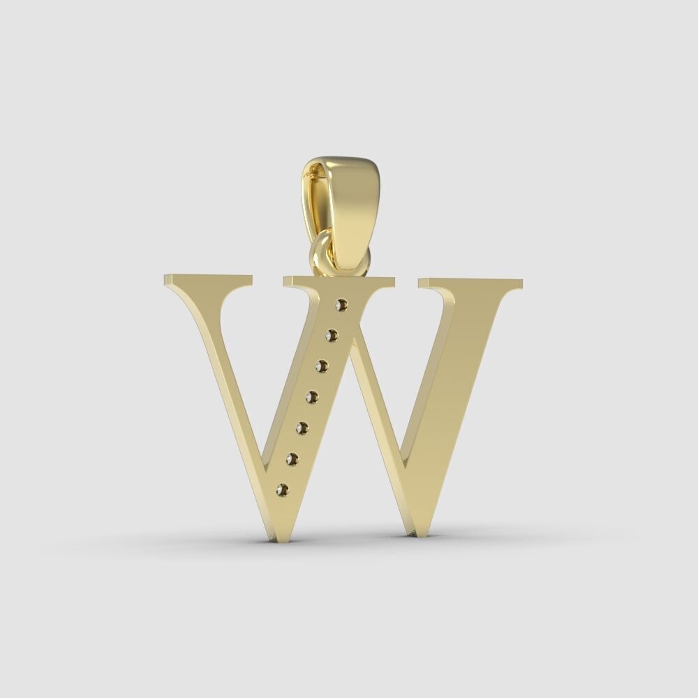 Alphabet Latin with gems W 3D print model_9