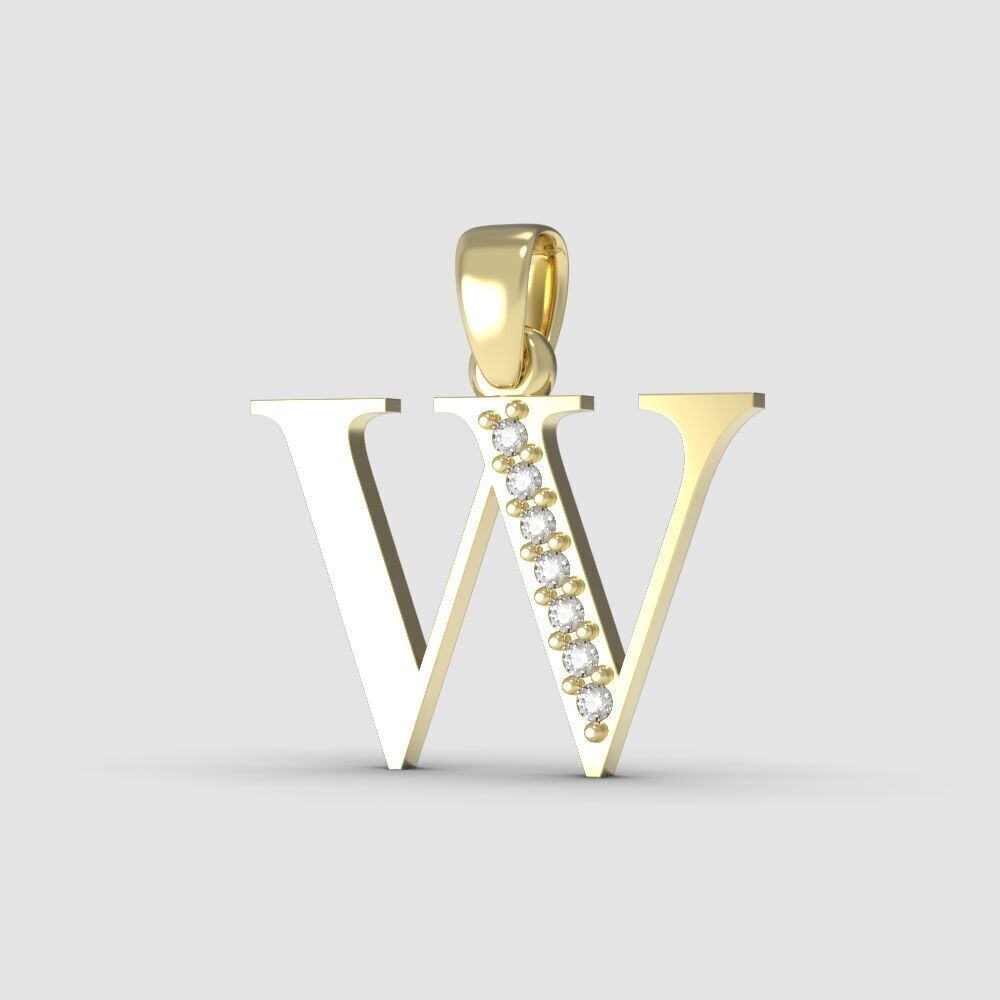 Alphabet Latin with gems W 3D print model_16