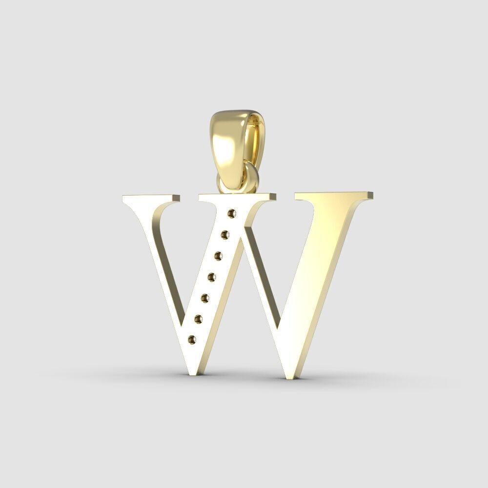 Alphabet Latin with gems W 3D print model_3