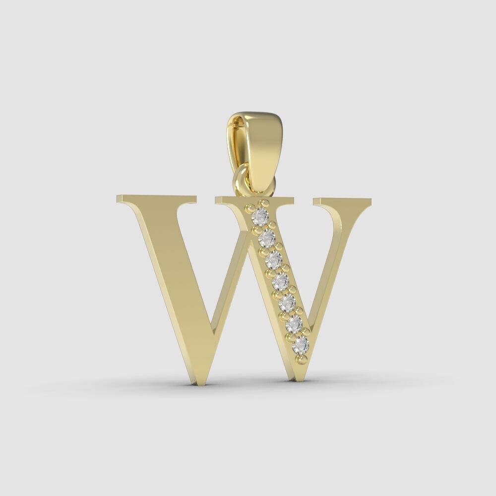 Alphabet Latin with gems W 3D print model_15