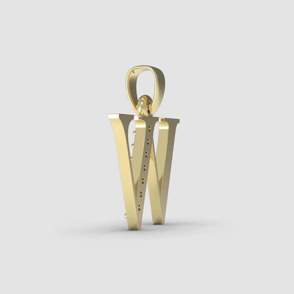 Alphabet Latin with gems W 3D print model_7