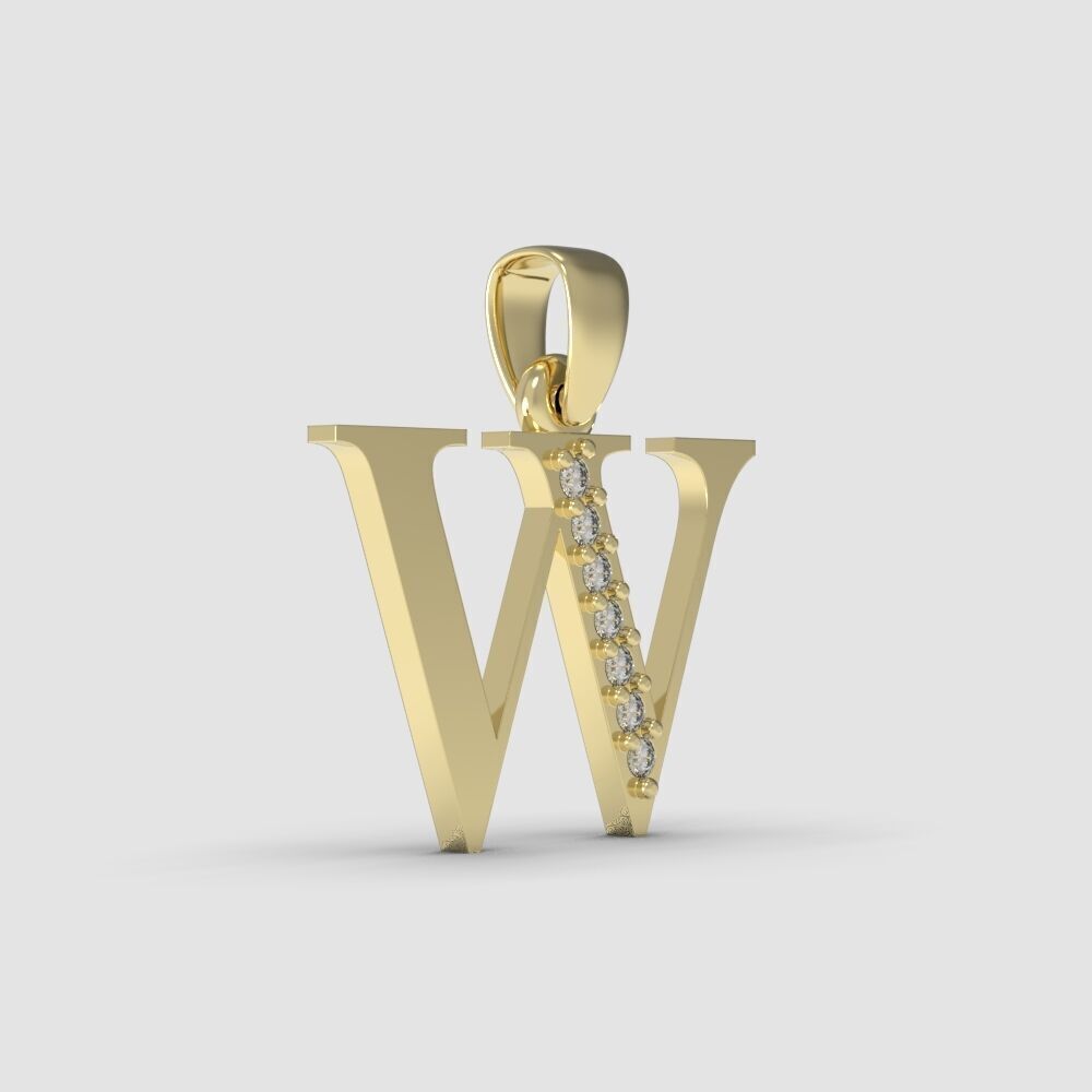 Alphabet Latin with gems W 3D print model_14