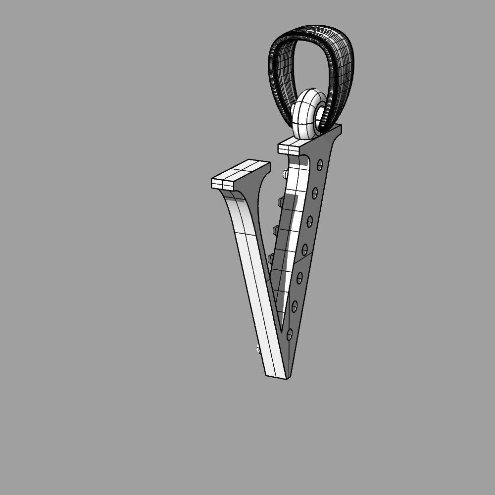 Alphabet Latin with gems V 3D print model_20