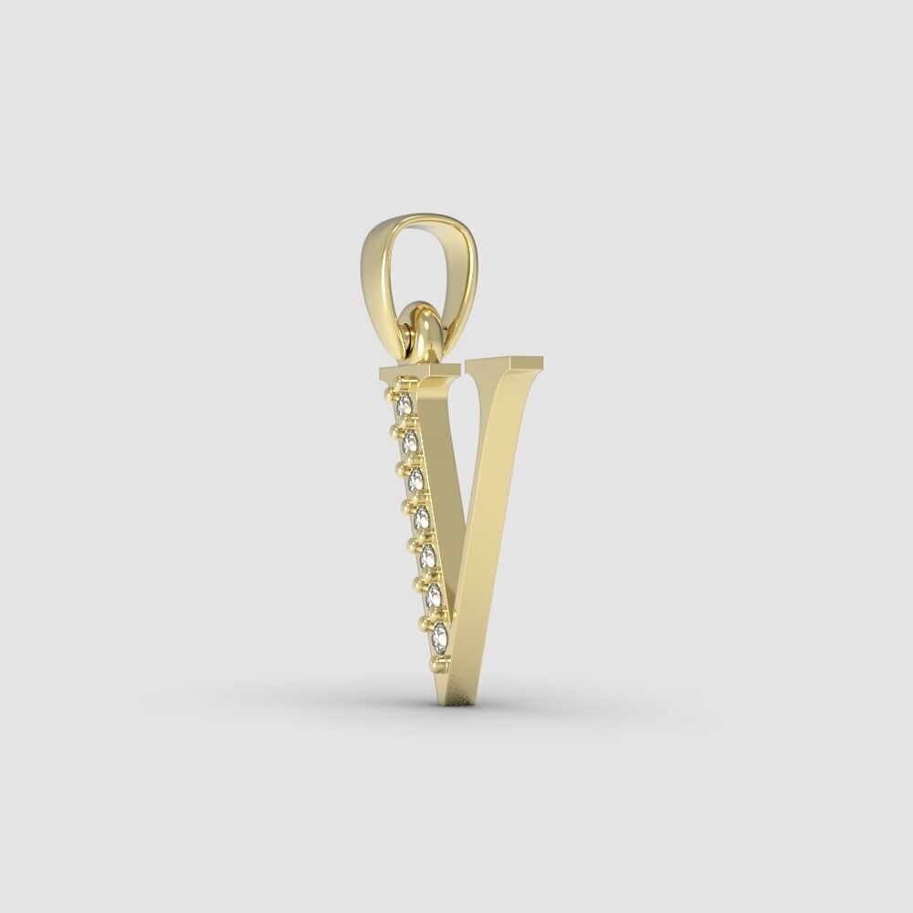 Alphabet Latin with gems V 3D print model_5