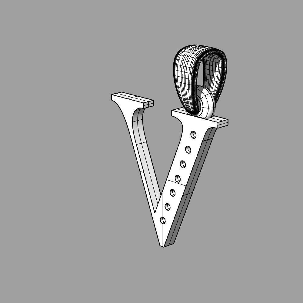 Alphabet Latin with gems V 3D print model_23