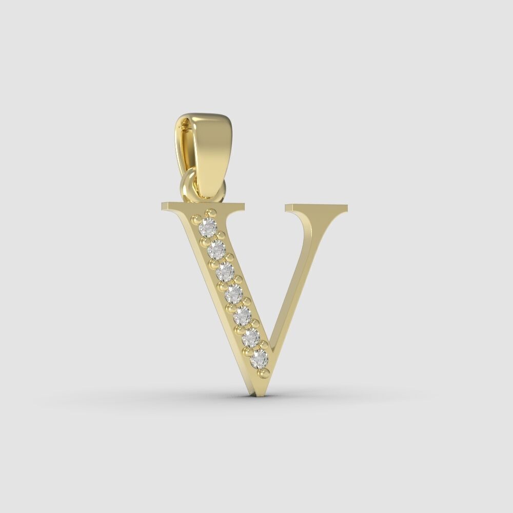 Alphabet Latin with gems V 3D print model_15