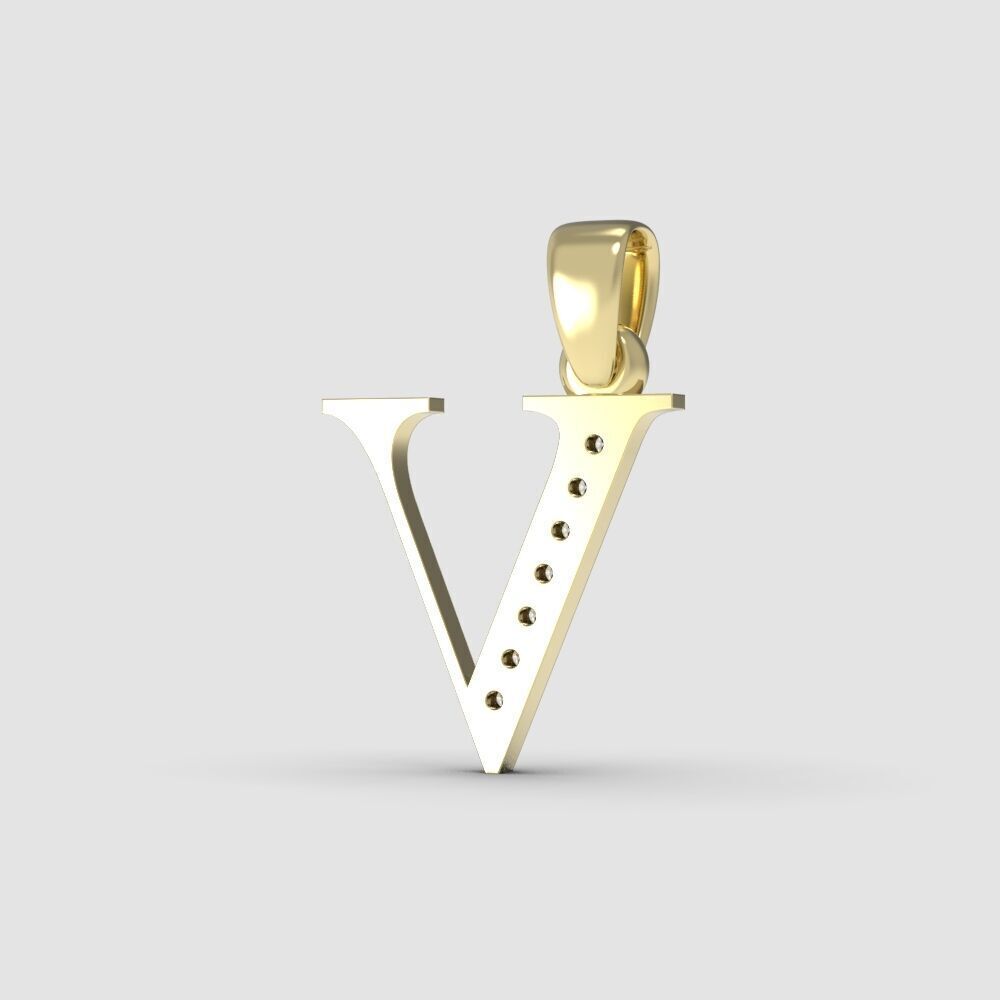 Alphabet Latin with gems V 3D print model_3