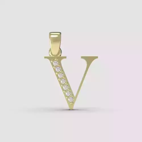 Alphabet Latin with gems V 3D print model