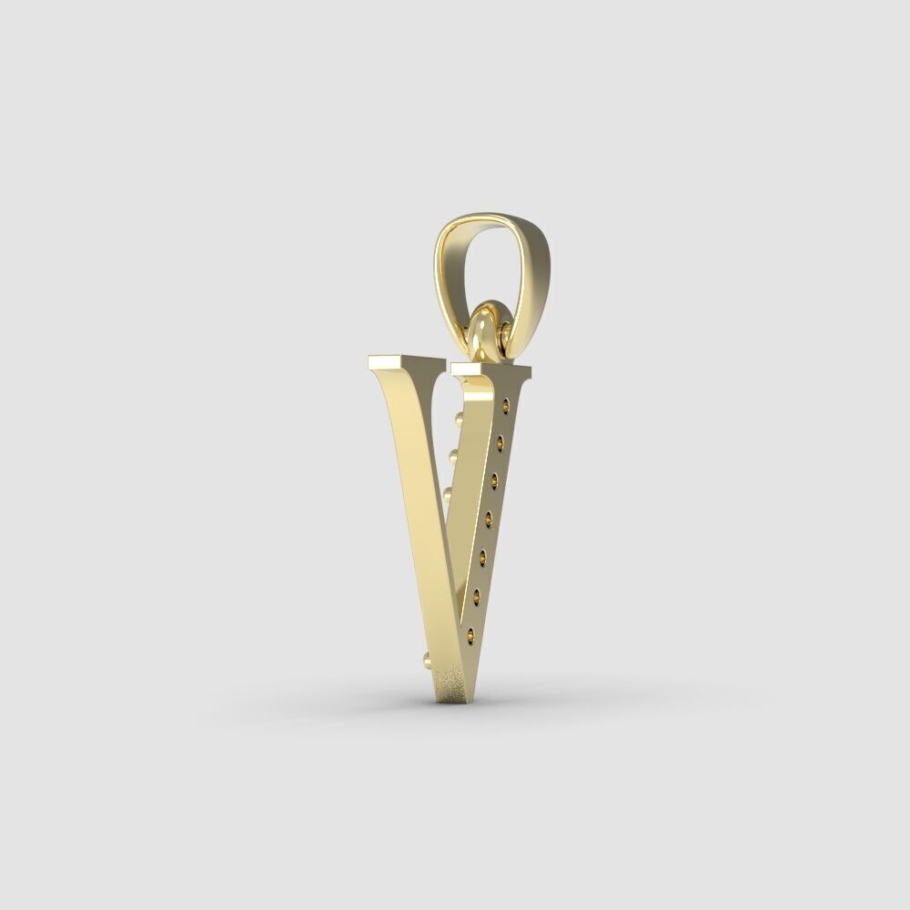 Alphabet Latin with gems V 3D print model_7
